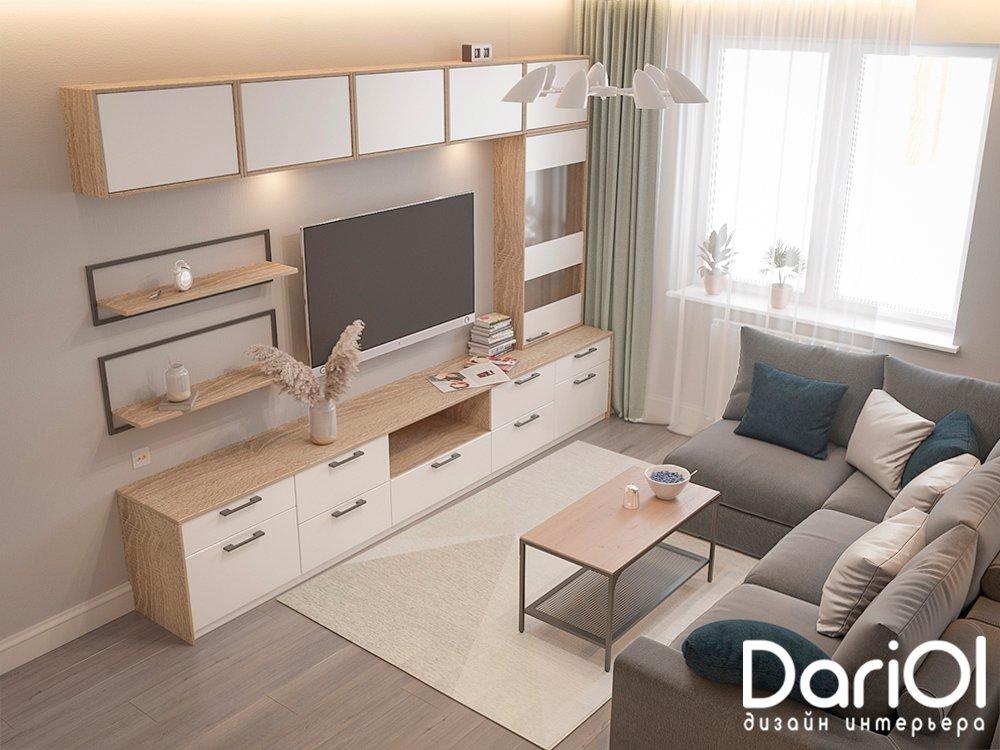 Дизайн интерьера 2-х комнатной квартиры 60 м² для семьи из 3-х человек